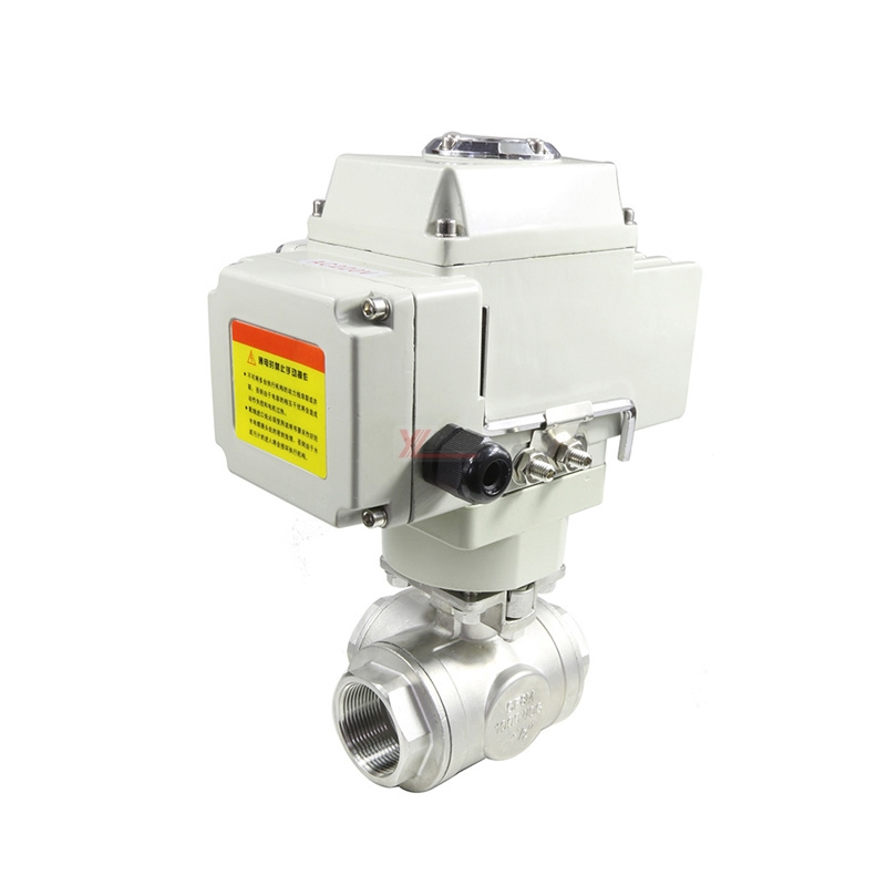 T-port RC NPT BSP 1.6mpa stainless steel 304 316 on-off thread motorized 3 way motorized ball valve 4 inches controller 220v