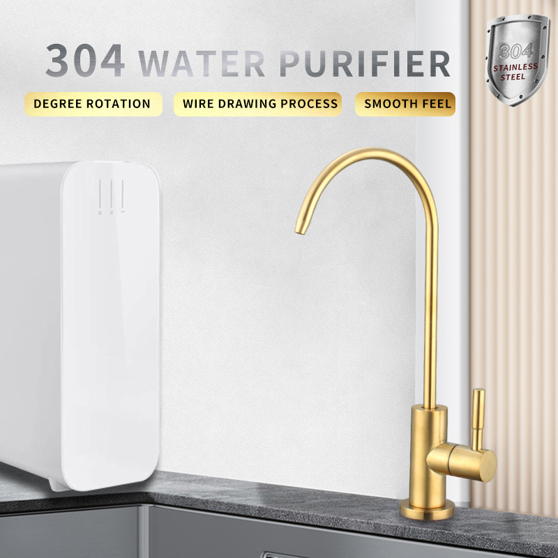 Gold Water Purifier Faucet Stainless Steel Filter Direct Drinking Faucet for Home Kitchen