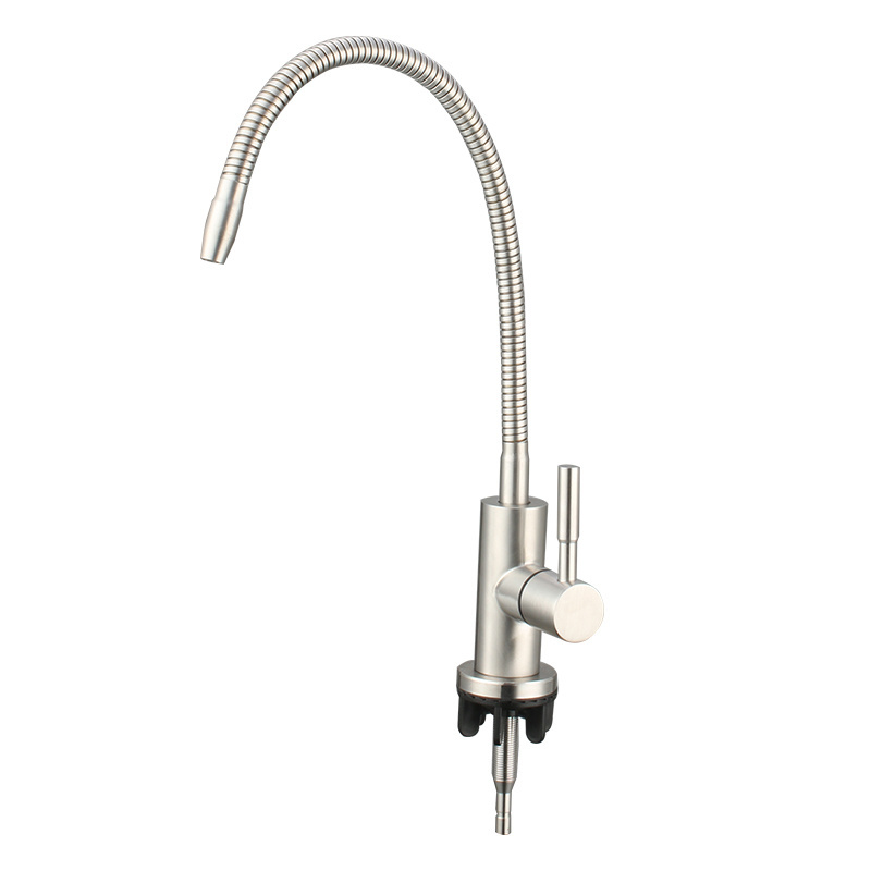 360 Swivel 304 Stainless Steel Cold Water Faucet Kitchen Water Tap with Single Hole Flexible Hose