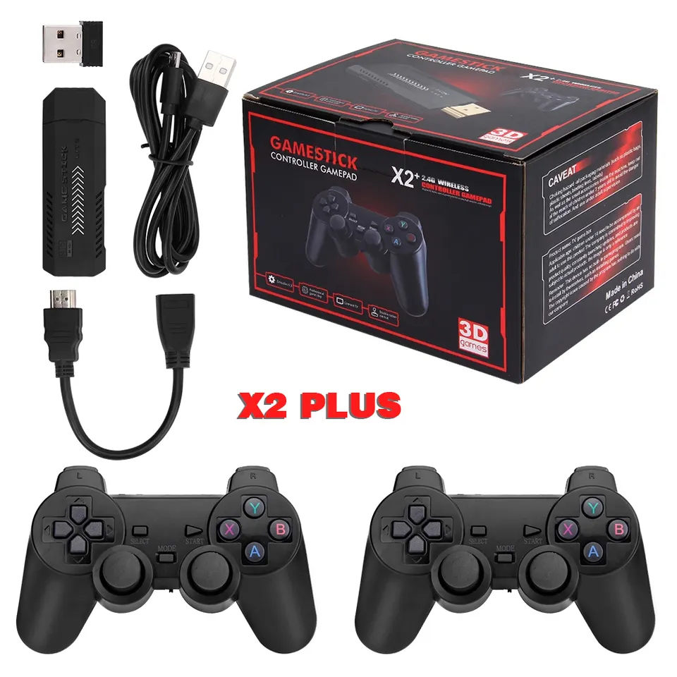 YLW X2 Game Stick GD10 Plus Mini Game Player X2 Hot 4K Retro HD Console GD10 64GB Built in 30000 Games For N64/SNES