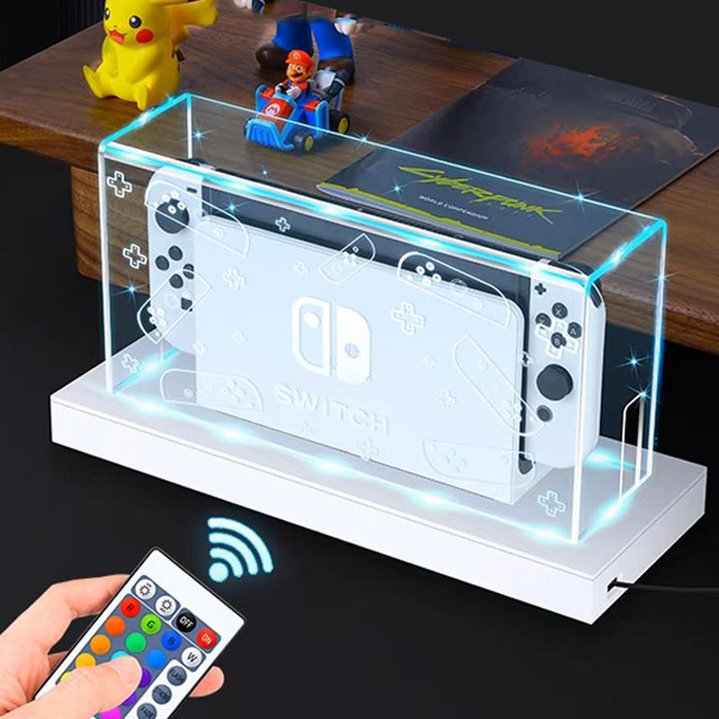 YLW Clear Dust Cover for Nintend Switch/OLED Acrylic Host Shell RGB Light Base Box Switch Games Accessories