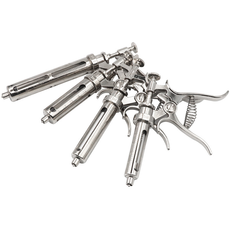 Top Quality  Semi-automatic syringe gun New Automatic Metal 50ML Syringe Stainless Veterinary Revolver Syringe For Animal