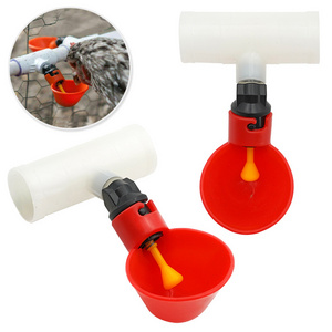 Automatic Use Plastic Birds Poultry Water Drinker Cup Quail Pigeon Waterer Drinking Bowl With PVC Tee Fittings