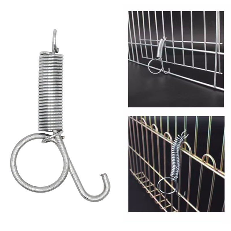 Multifunctional Snap Hook Spring Buckle Rabbit Pet Cage Door  Spiral Spring Latches Hook Galvanized Animal Door Hook