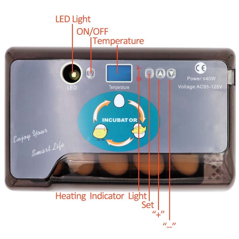 Farming equipment Automatic Digital Eggs Incubator Hatcher 12 eggs hatching machine for Chicken duck Quail