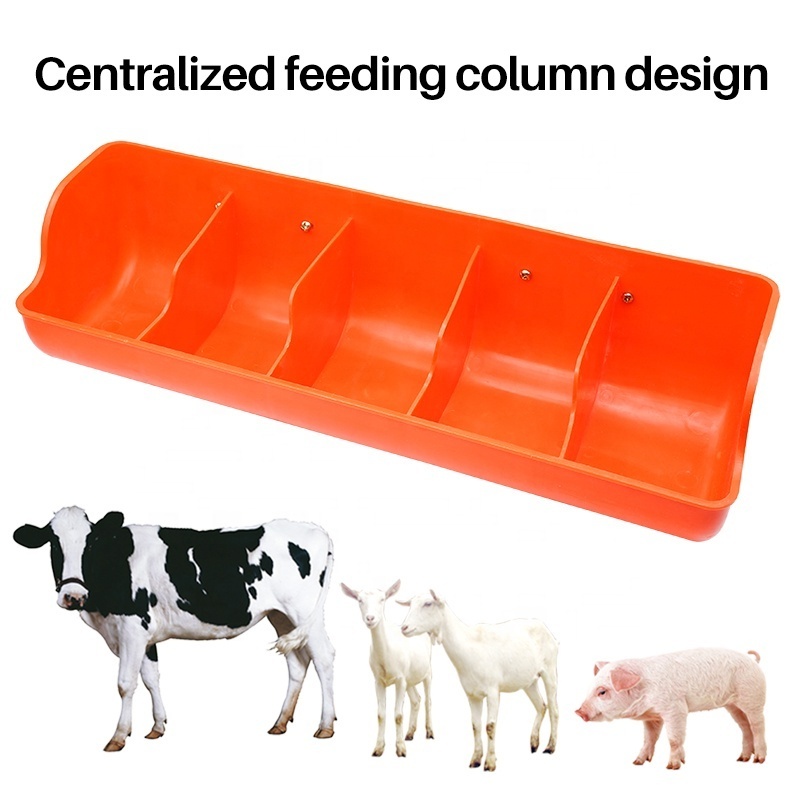 5 Holes Widely Used Automatic Nursery Pig Sheep Feeding Tray Orange Color Hog Sow Goat Cattle Feeder Through