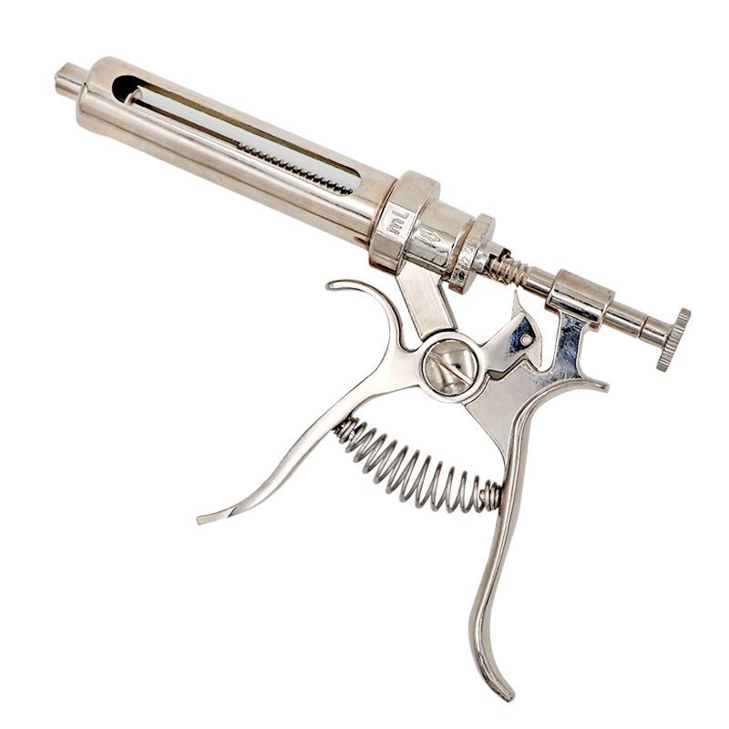 Top Quality  Semi-automatic syringe gun New Automatic Metal 50ML Syringe Stainless Veterinary Revolver Syringe For Animal