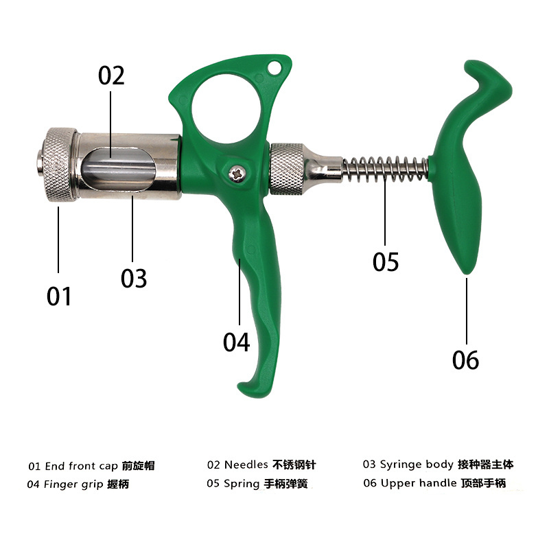 Double needles Vaccinator 5ml Fowl Pox Needle Automatic Vet Syringe Continuous Poultry Chicken Vaccine Gun