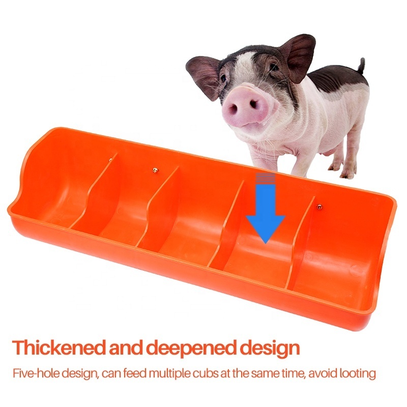 5 Holes Widely Used Automatic Nursery Pig Sheep Feeding Tray Orange Color Hog Sow Goat Cattle Feeder Through