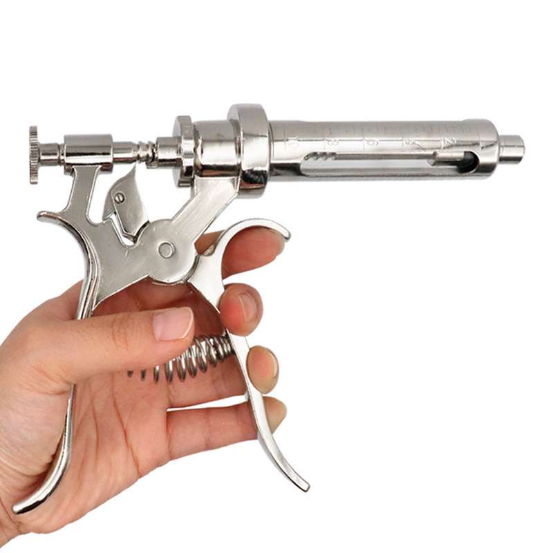 Veterinary Revolver syringe Semi-Automatic Metal Syringe Various Capacity Syringe Gun for Pig Sheep Cattle