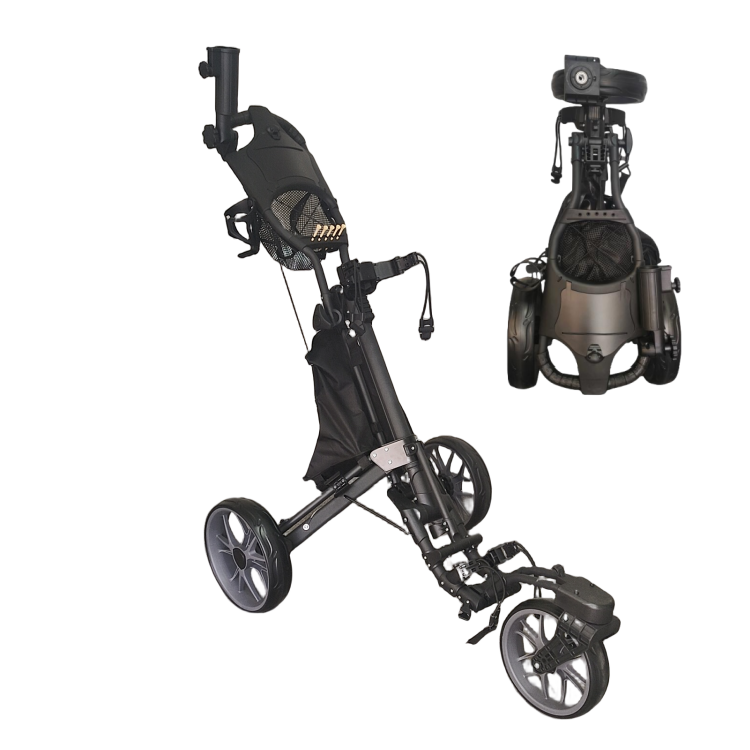 New High Quality Golf Trolley Front Wheel 360 Degree Rotating Golf Push Cart with Umbrella Bottle Holder