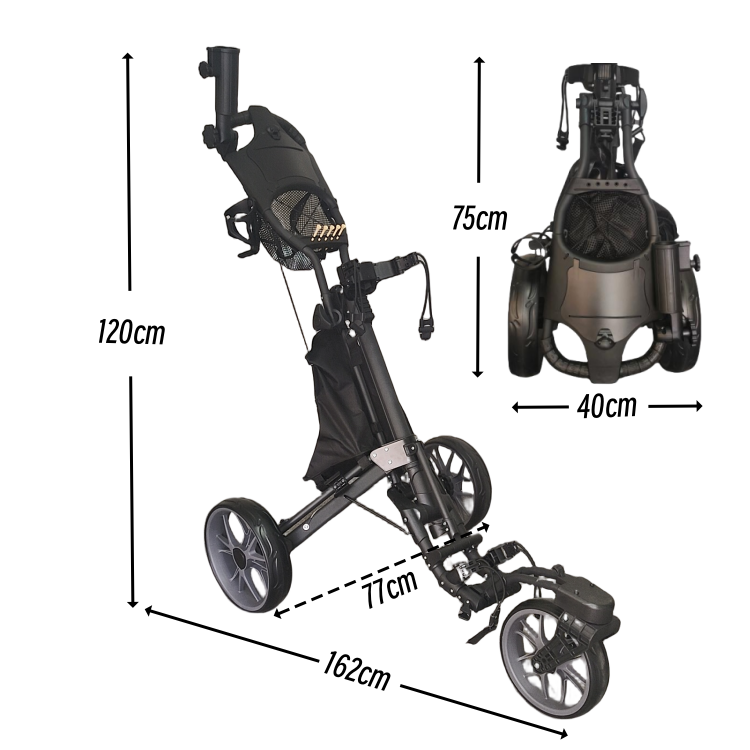 New High Quality Golf Trolley Front Wheel 360 Degree Rotating Golf Push Cart with Umbrella Bottle Holder