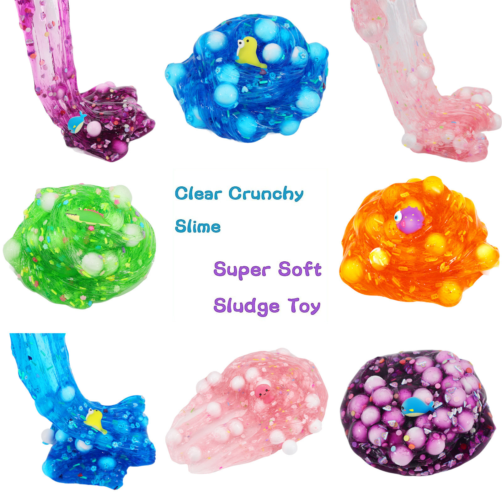 Sea Ice Cream Playdough Slime Toys Set Non-toxic Glue Supplies Charms Activator Diy Slime Making Kit For Kids Girls Boys