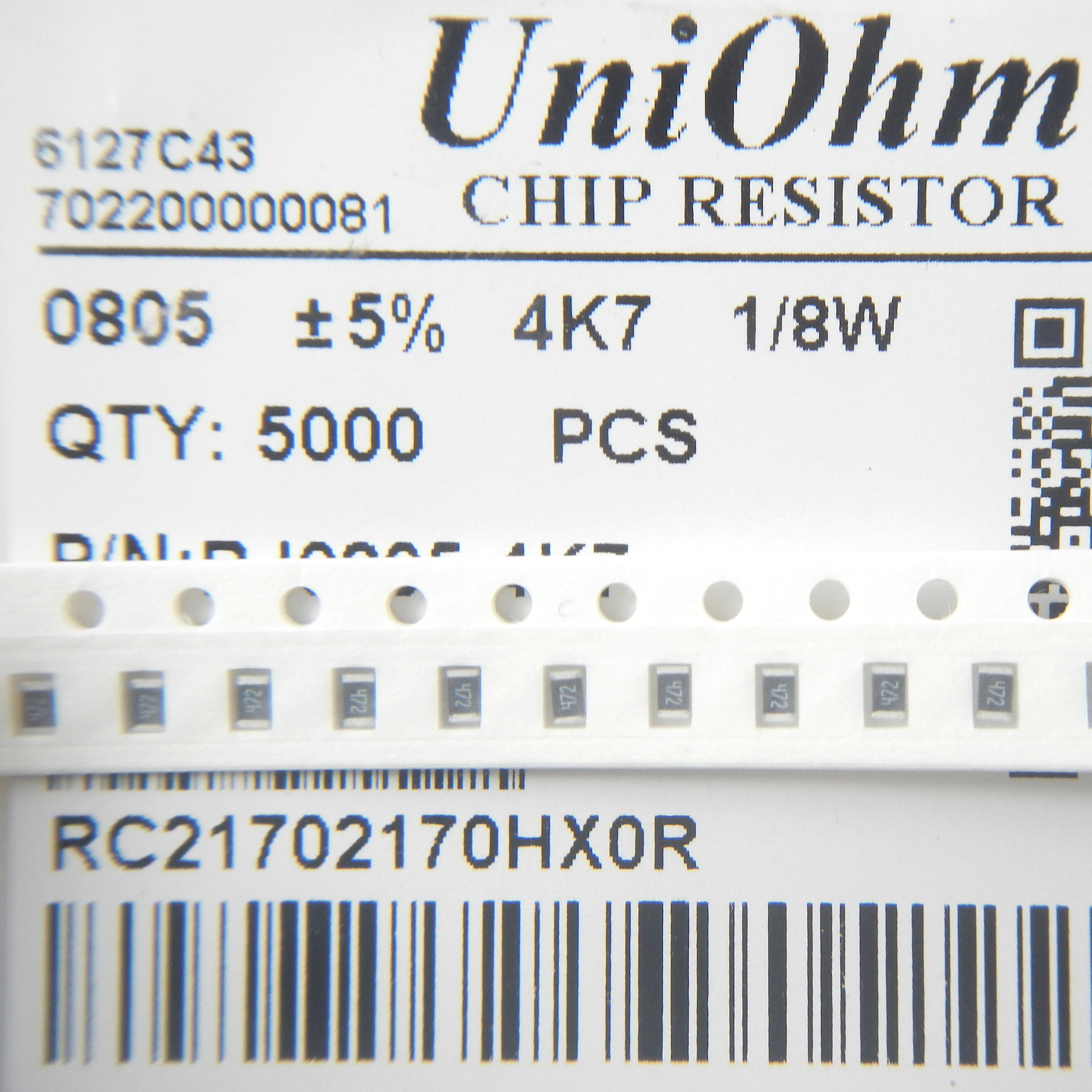 Original SMD Resistor 0805 SMD Chip Resistor 0805 50K ohms Resistor 5% 1/8W 0R ~ 10M 0 1 10 100 330 470 1K 4.7K 10k 1M ohm