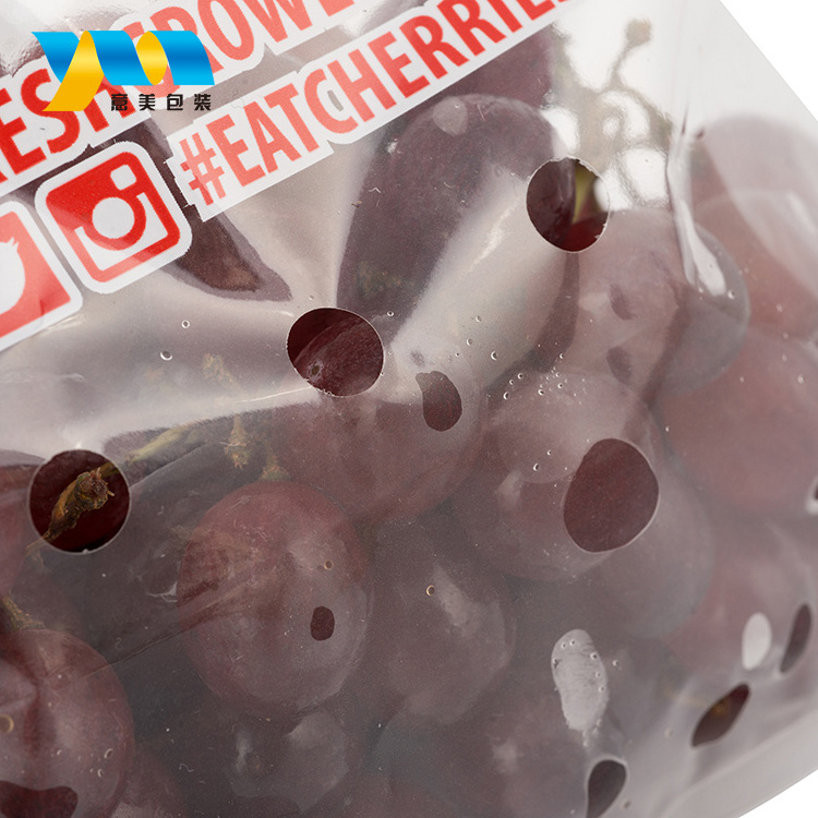 Custom micro perforated fruit plastic packaging bag grapes packaging bag