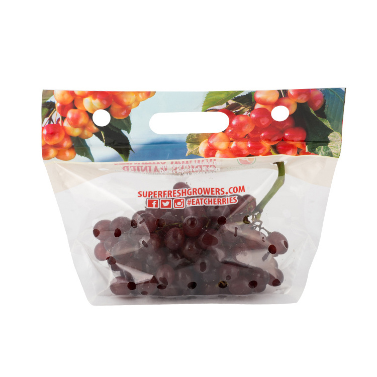 Custom micro perforated fruit plastic packaging bag grapes packaging bag