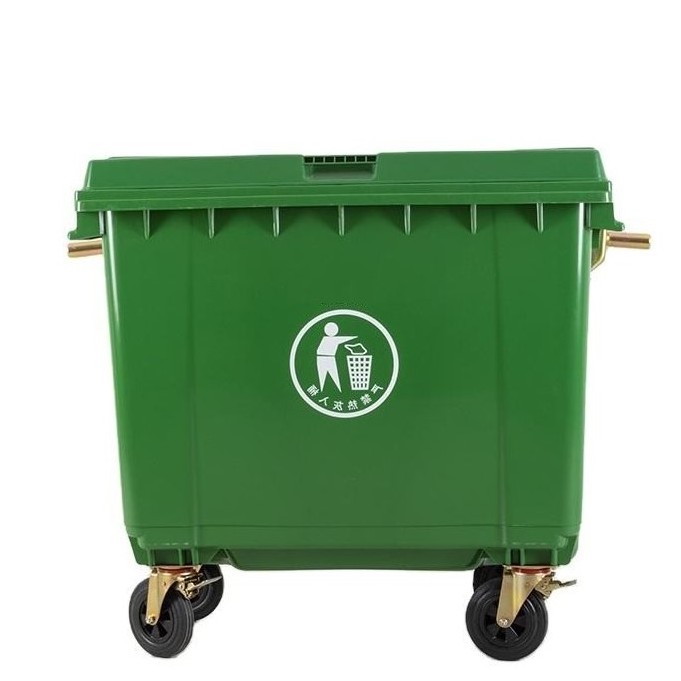 Commercial 1100l Garbage Bin Outdoor dustbin 1100L Plastic Trash Can Waste Trolley Bin With Wheels