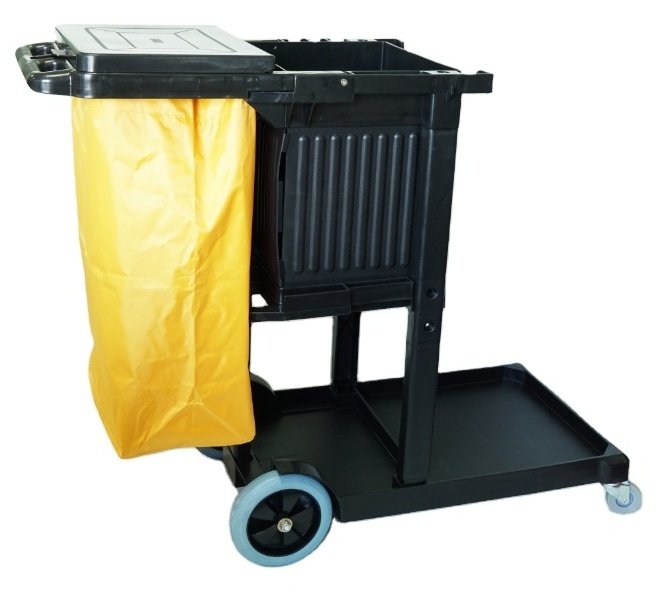 Hotel Cleaning Trolley Janitor Cleaning  Supplies Service Janitorial Cart With Storage Cabinet