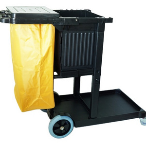 Hotel Cleaning Trolley Janitor Cleaning  Supplies Service Janitorial Cart With Storage Cabinet