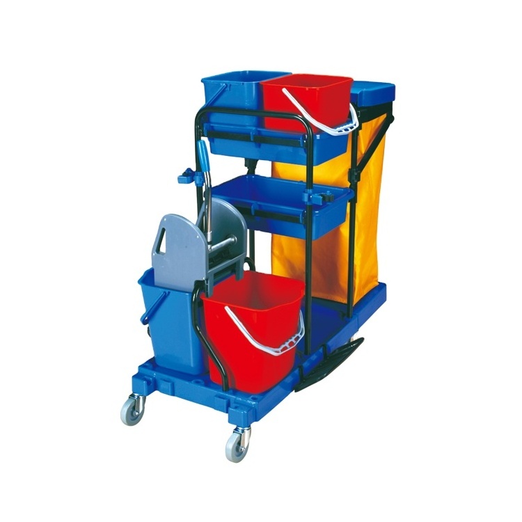 Hot selling commercial Multi-Purpose Y1518 janitor cart cleaning cart housekeeping trolley