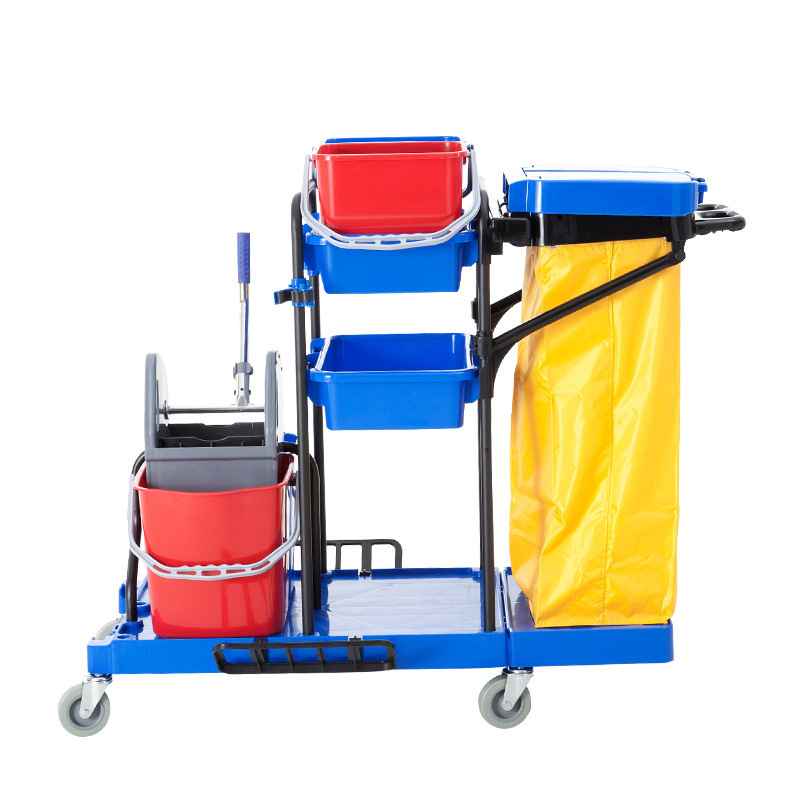 Hot selling commercial Multi-Purpose Y1518 janitor cart cleaning cart housekeeping trolley