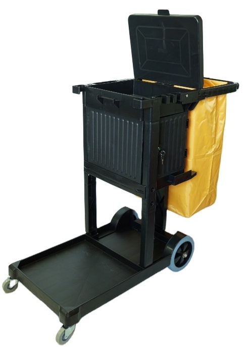 Hotel Cleaning Trolley Janitor Cleaning  Supplies Service Janitorial Cart With Storage Cabinet