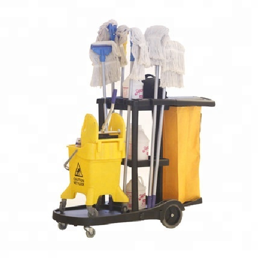 Commercial Cleaning Supplies Folding Cleaning Janitorial Cart Multifunction Janitor Housekeeping Carts Hotel Trolley