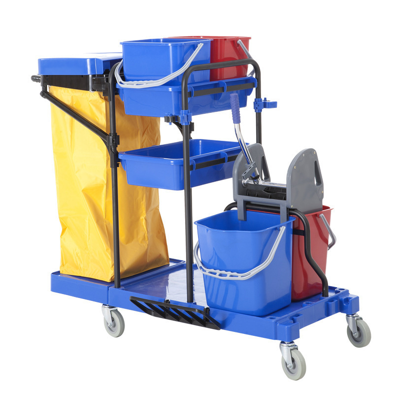 Hot selling commercial Multi-Purpose Y1518 janitor cart cleaning cart housekeeping trolley