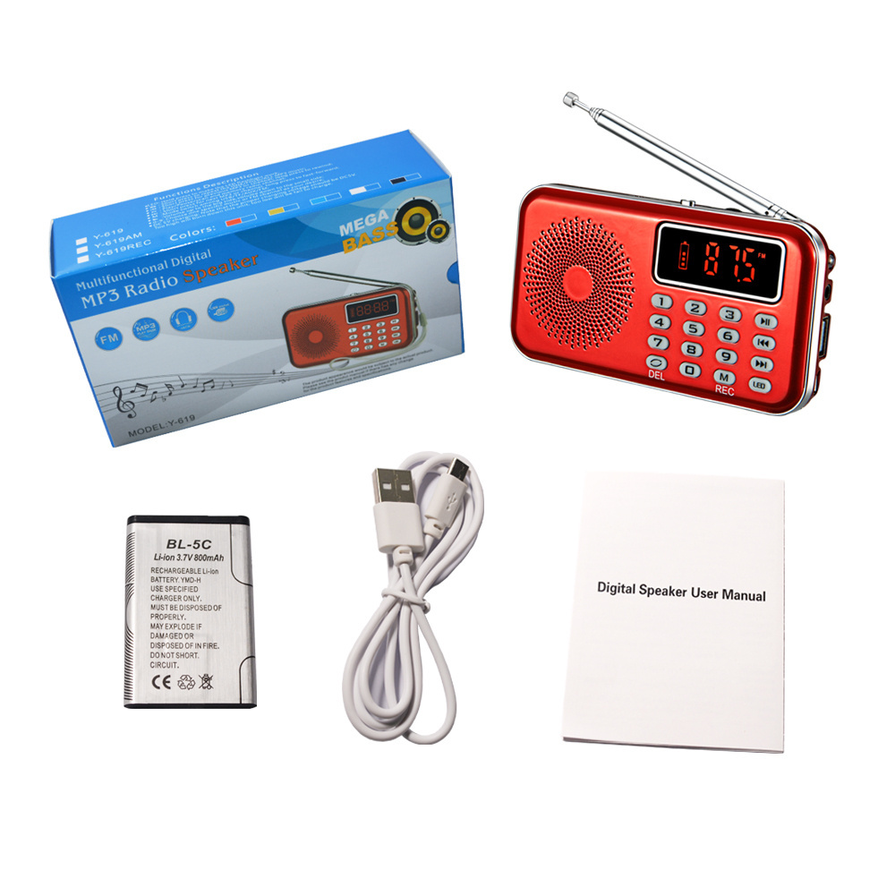 YMDJL Portable Mini USB FM Radio Speaker Music MP3 Player with AUX Input USB Disk TF Card