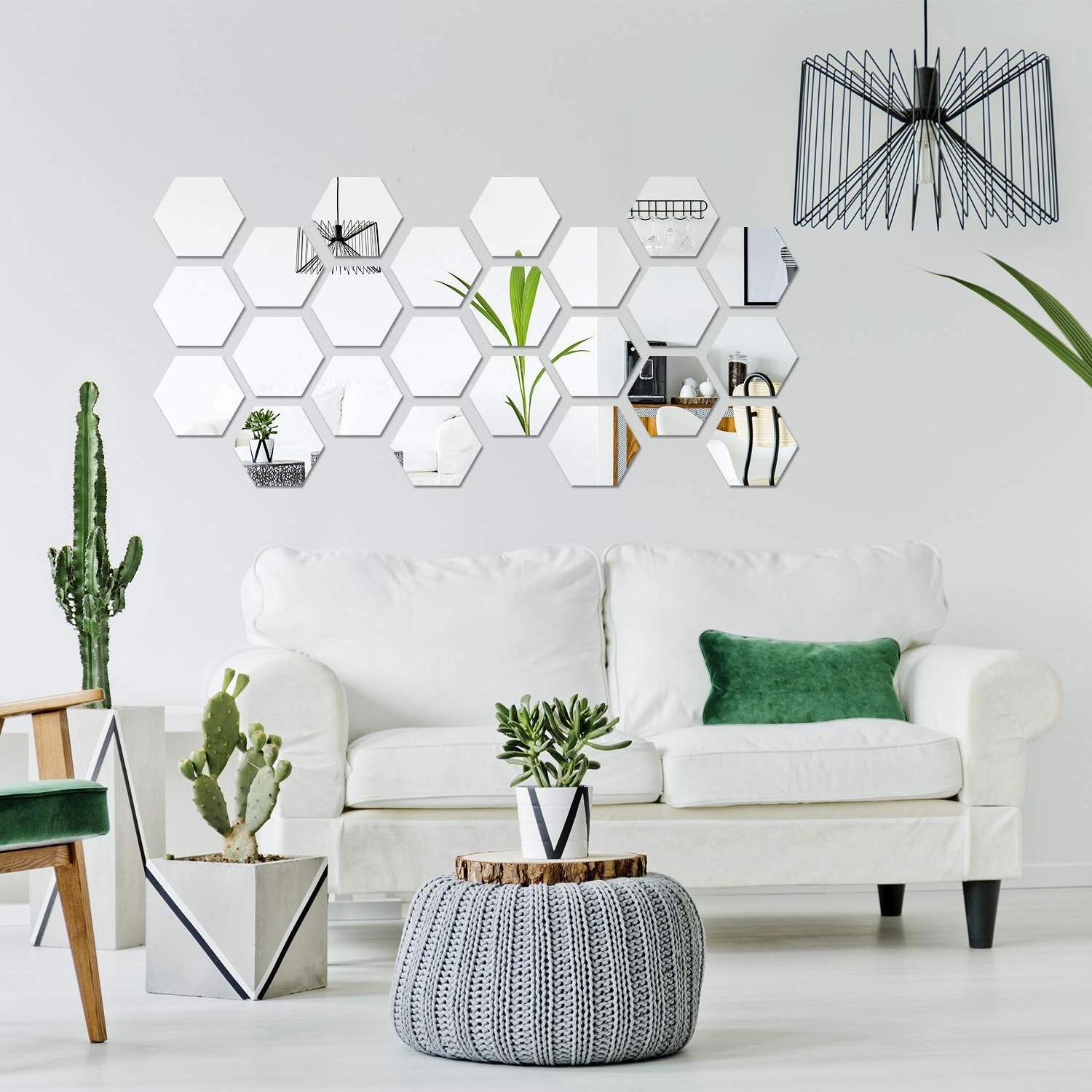 Removable Acrylic Mirror Setting Hexagon Wall Sticker Decal Honeycomb Wall Mirror for Home Living Room Bedroom Decor