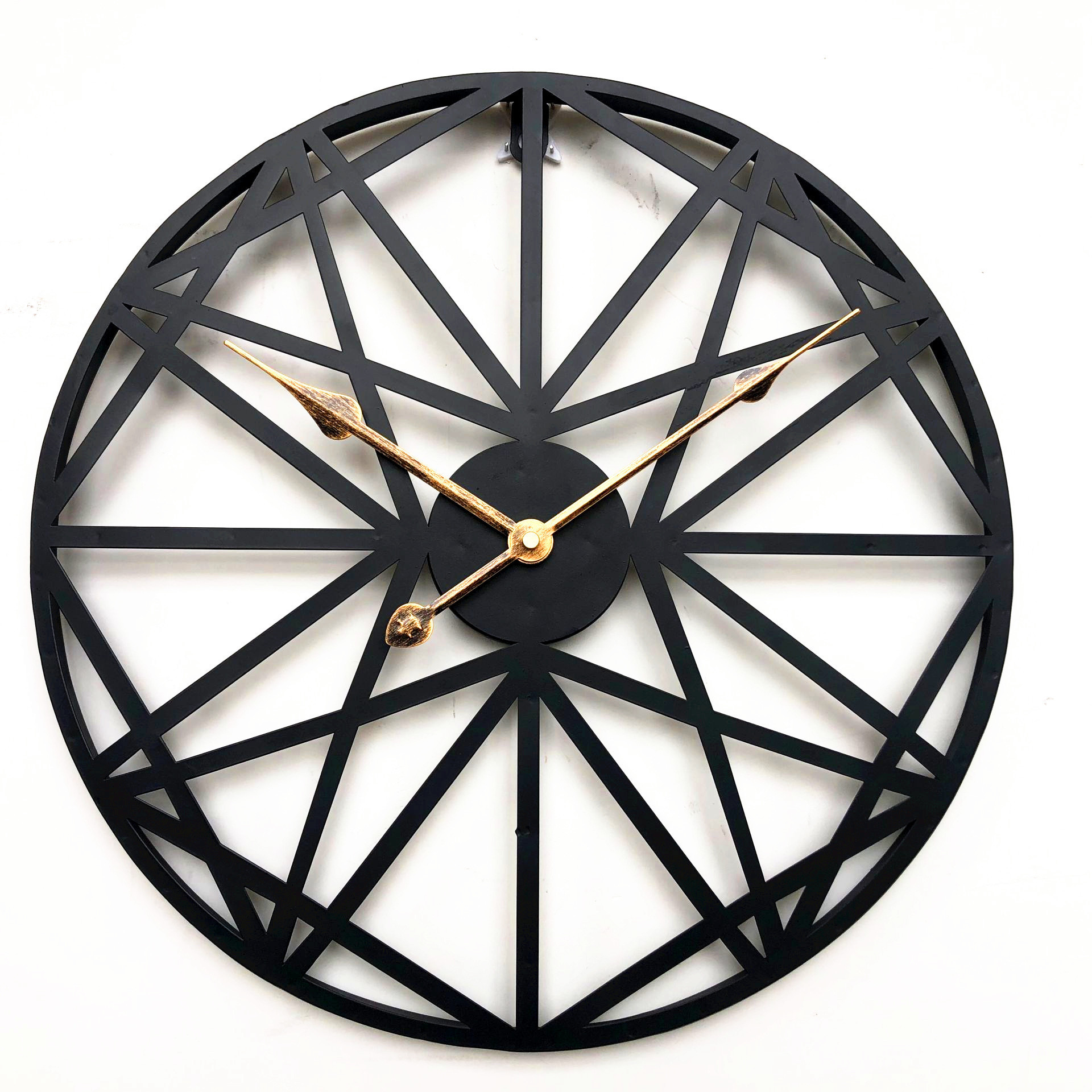 Oversize Unique Large Atomic Mid Century starburst iron Metal 3D effect silent Quartz Battery walk clock home decor