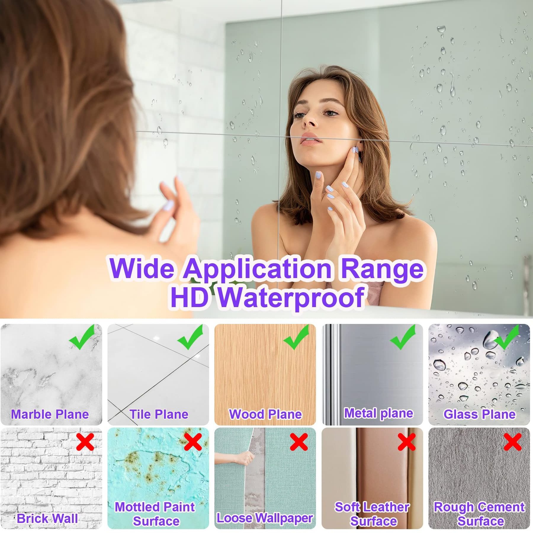 Mirror Sheets Self Adhesive Non Glass Cut to Size Mirror Stickers Tiles for Wall Sticky Mirror