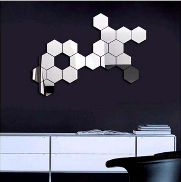 Removable Acrylic Mirror Setting Hexagon Wall Sticker Decal Honeycomb Wall Mirror for Home Living Room Bedroom Decor