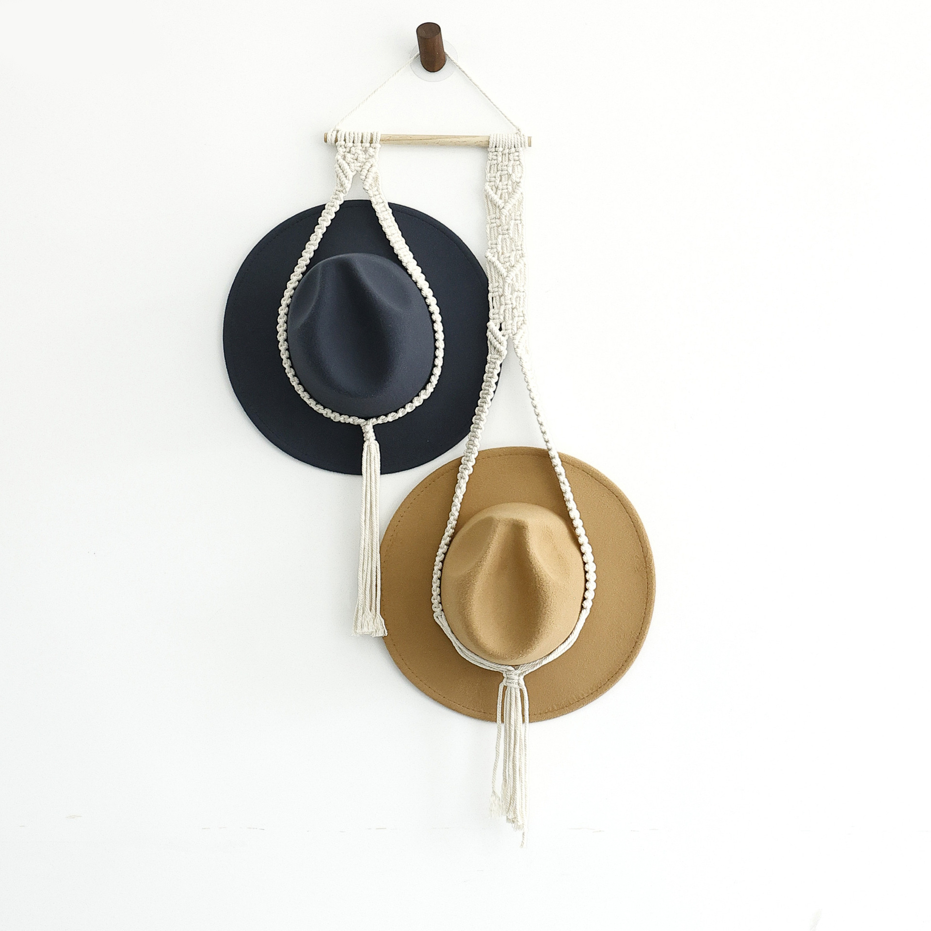 Custom Fedora Boater Organization Cowboy Hat Rack Storage Coat Stands Farmhouse Hat Hanger Macrame Hat Holder