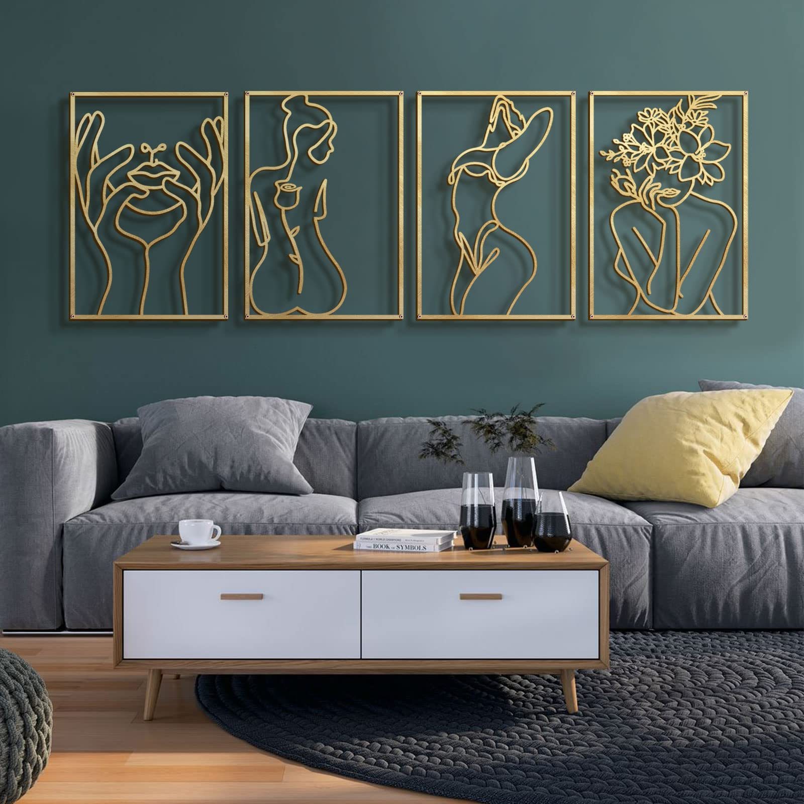 Wall Decor Display Lobby Gold House Wrought Iron Interior Bedroom And Living Room Frame Art Hanging Flower Metal Home Wall Decor