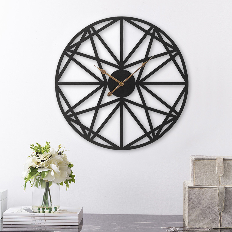 Oversize Unique Large Atomic Mid Century starburst iron Metal 3D effect silent Quartz Battery walk clock home decor