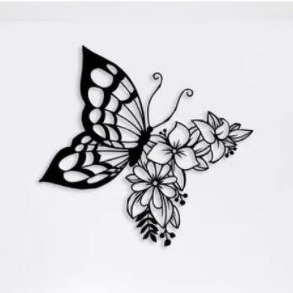 Custom Wall Decor House 12 inch Iron Butterfly Flower Silhouette Metal Wall Art Home Decor Bedroom Living Room Wall Hanging