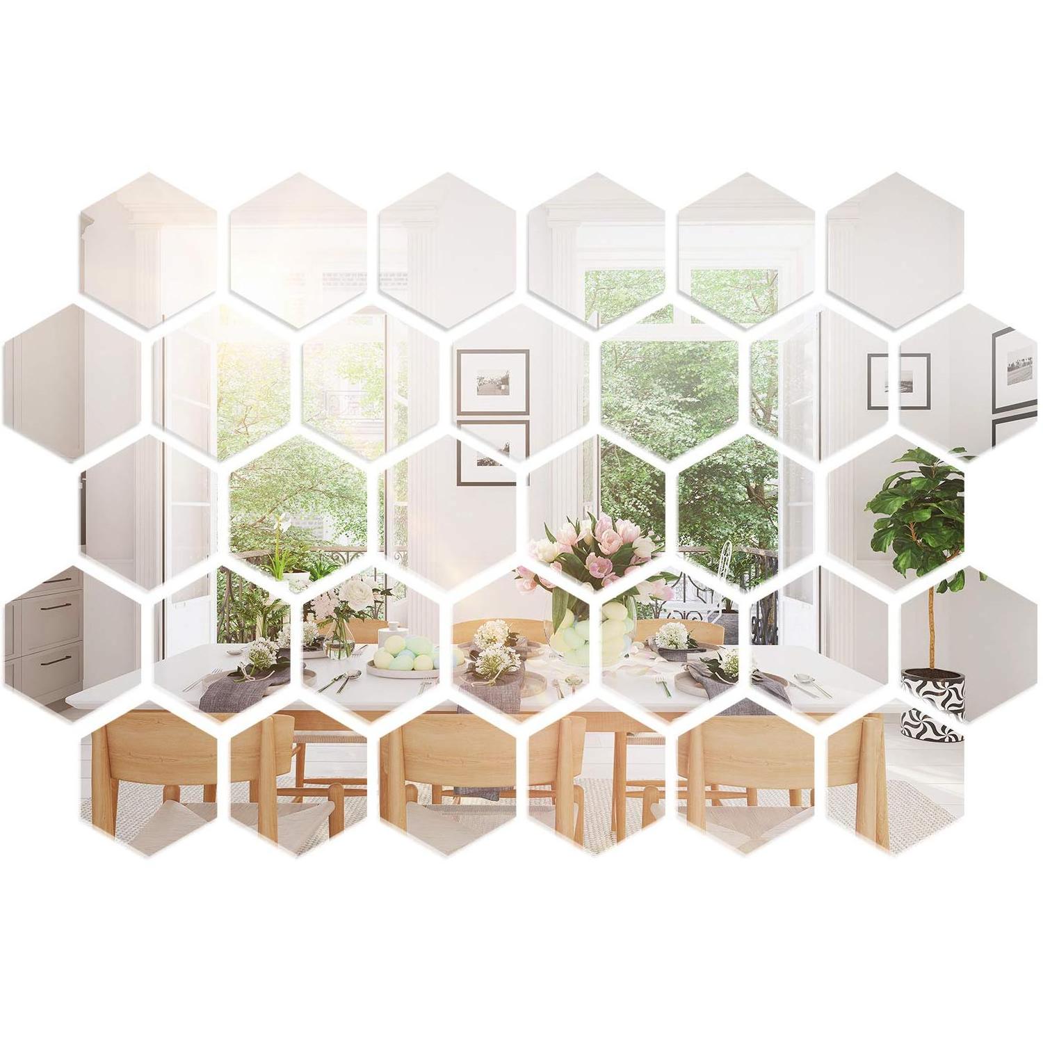 Removable Acrylic Mirror Setting Hexagon Wall Sticker Decal Honeycomb Wall Mirror for Home Living Room Bedroom Decor