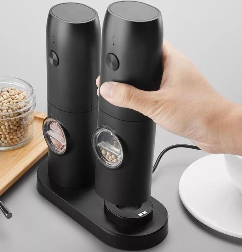 New Plastic Hot Sale Cheap Price Rechargeable Electric Salt and Pepper Mills Set Kitchen Pepper Grinder with Led Light