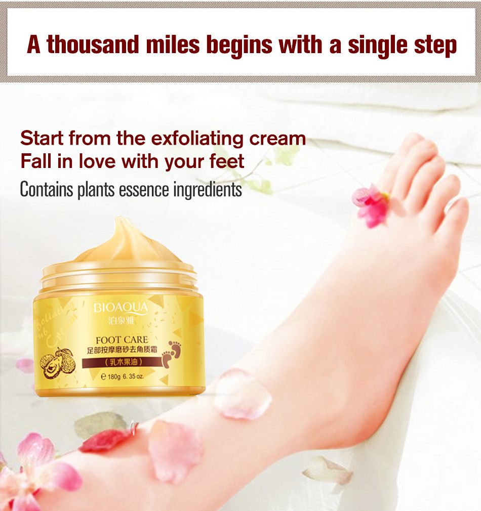 BIOAQUA Shea Butter Exfoliating Foot Cream Moisturizing Body Scrub Feet Pedicure Cream Tender Peeling Foot Care