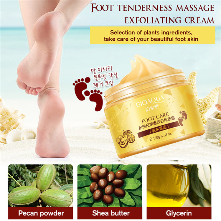 BIOAQUA Shea Butter Exfoliating Foot Cream Moisturizing Body Scrub Feet Pedicure Cream Tender Peeling Foot Care