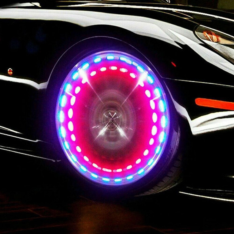 Car Caps Lights 4 Modes 12 LED RGB Solar Powered Flash Wheel Tire Light Lamp Ambient Wheel Light Car Exterior Decoration