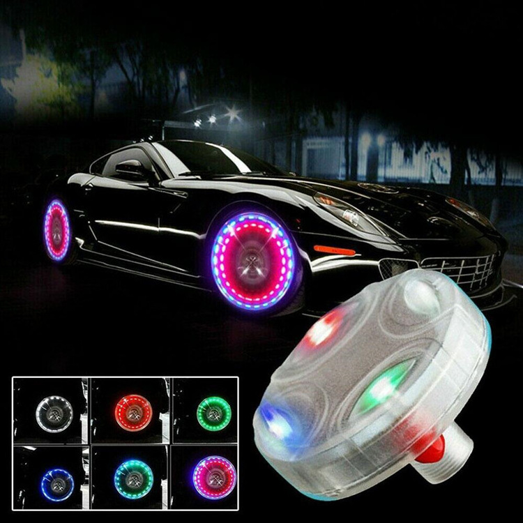 Car Caps Lights 4 Modes 12 LED RGB Solar Powered Flash Wheel Tire Light Lamp Ambient Wheel Light Car Exterior Decoration