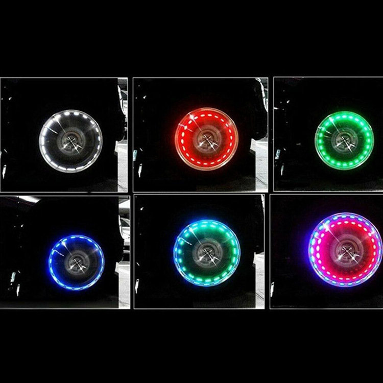 Car Caps Lights 4 Modes 12 LED RGB Solar Powered Flash Wheel Tire Light Lamp Ambient Wheel Light Car Exterior Decoration