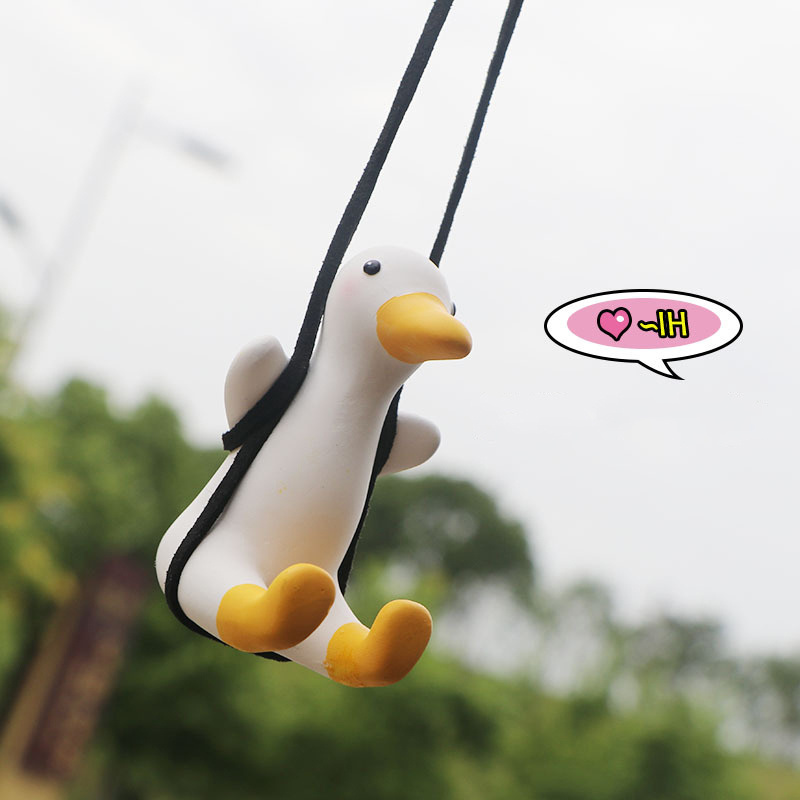 Hot Sale Cute Swing Duck Car Pendant Car Interior Mirror Hanging Resin Car Decoration Interior Accessories