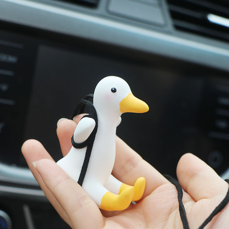 Hot Sale Cute Swing Duck Car Pendant Car Interior Mirror Hanging Resin Car Decoration Interior Accessories