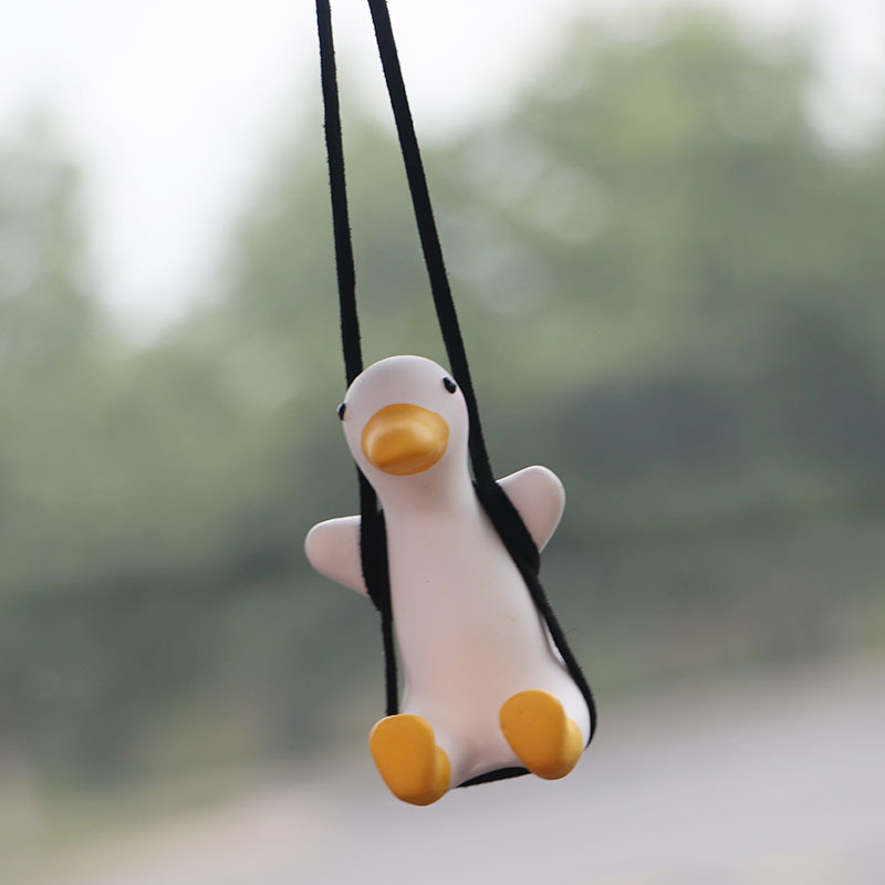 Hot Sale Cute Swing Duck Car Pendant Car Interior Mirror Hanging Resin Car Decoration Interior Accessories