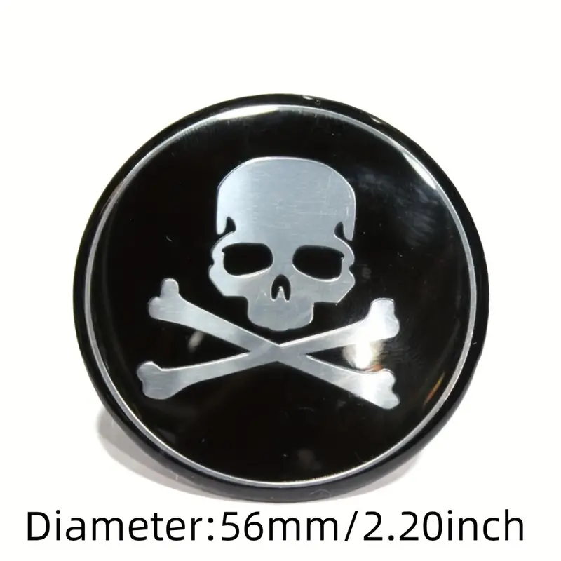 Custom Logo 4pcs Black Skull Logo Car Wheel Hub Center Cover Stickers Universal Wheel Hub Cover Center Rim Caps