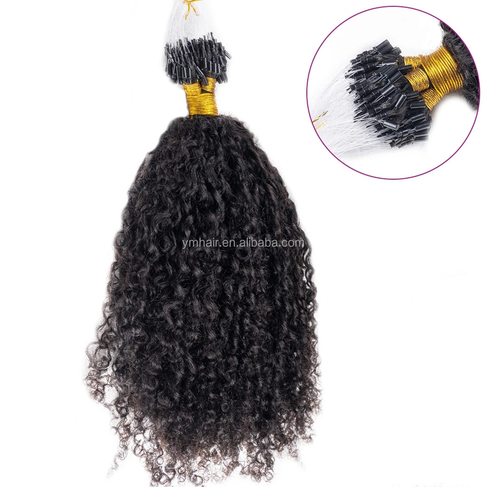 4B 4C Afro Kinky Curly Micro Ring Hair Extensions Kinky curly Micro link Hair Extensions for Black Women