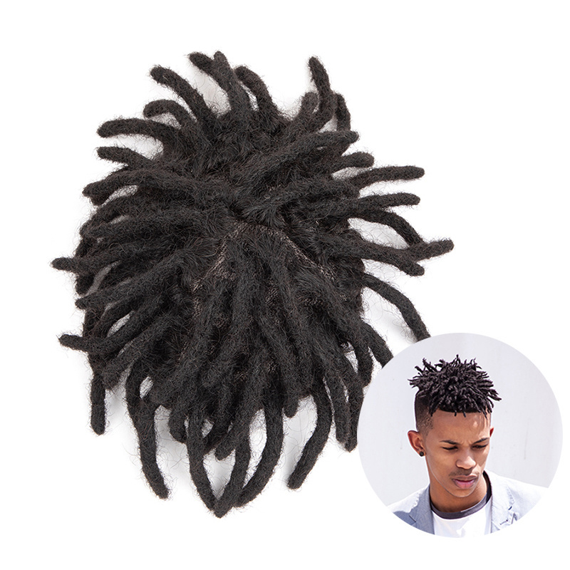 Dreadlocks Toupee Men Afro Kinky Curly 100% Human Hair Wigs for Black Man Natural Hairpiece Men's Capillary Prothesis